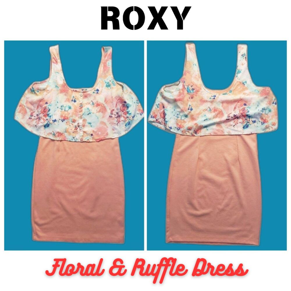 Roxy Women Floral & Ruffle Dress Peach Size S